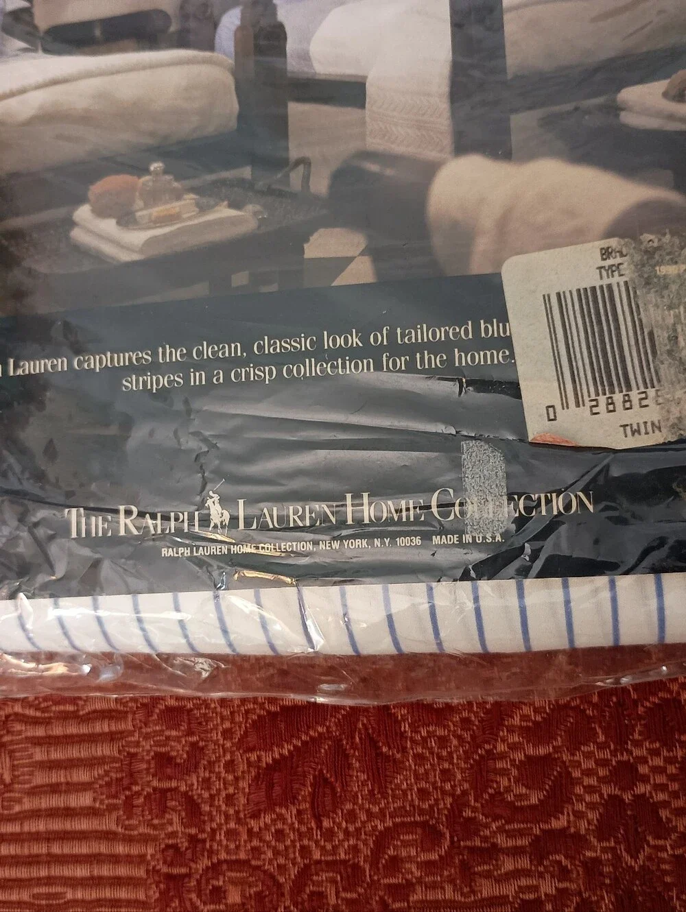 Vintage 90s Ralph Lauren Bradford Blue Set (2) TWIN Flat Fitted Sheets USA New